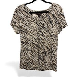 Dana Buchman Signature Top Womens Medium Short Sleeve Office Work Casual Neutral